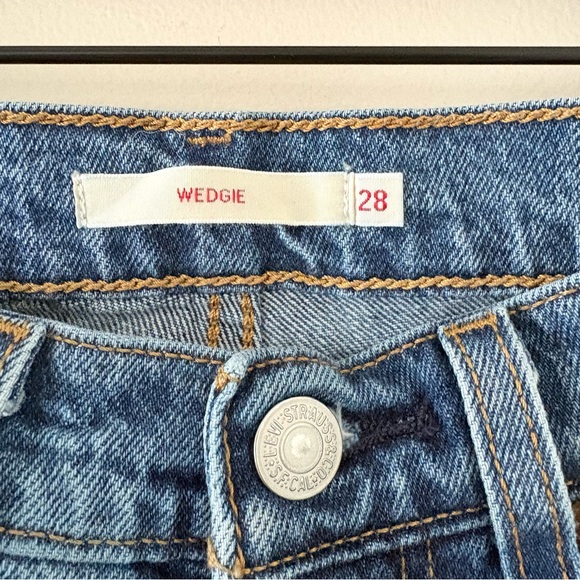 Levi’s Premium Wedgie Straight Ankle Jeans High Rise Button Fly Vintage Blue 28 - Picture 7 of 16